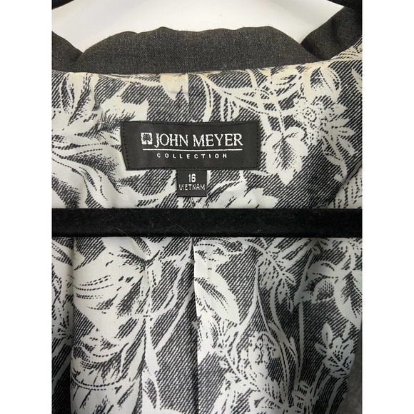 John Meyer Collection Womens Blazer Jacket Size 16 Black Padded Shoulders - Picture 2 of 5